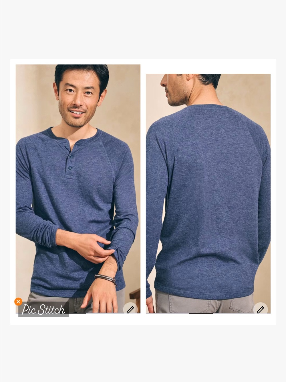 Faherty Cloud Long Sleeve Henley Navy Heather